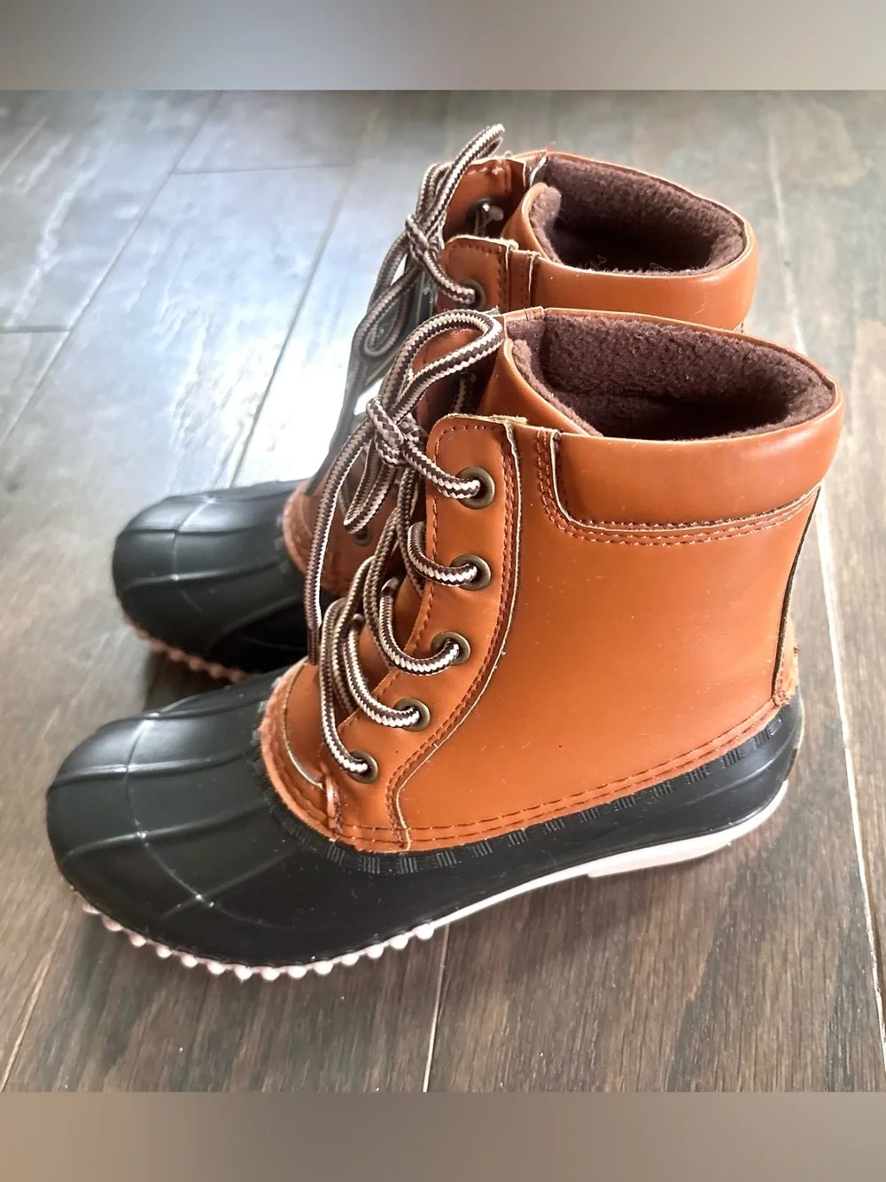 Canyon Creek Youth Brown & Black Duck/ Winter Boots- Kids Size 3- NWT